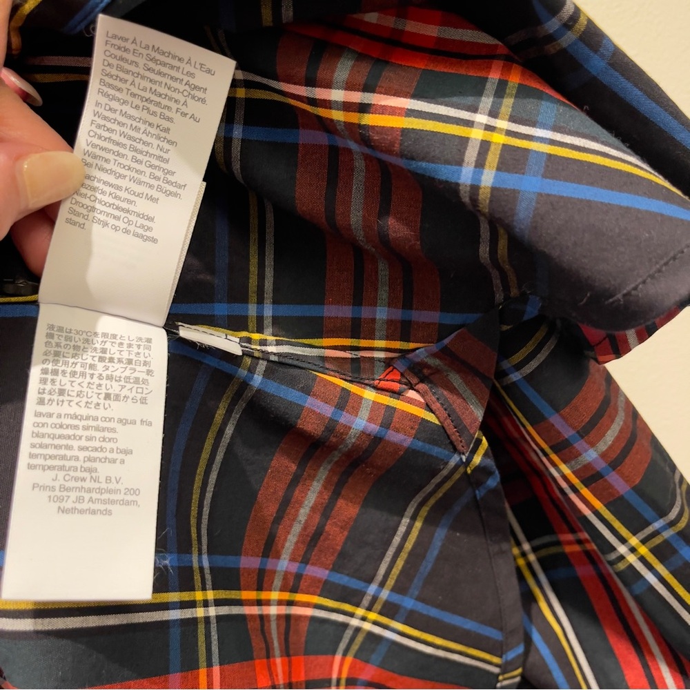 NWOT- J.Crew Red, Blue, golden-yellow & Black Plaid Button Down Size Small - Picture 8 of 13